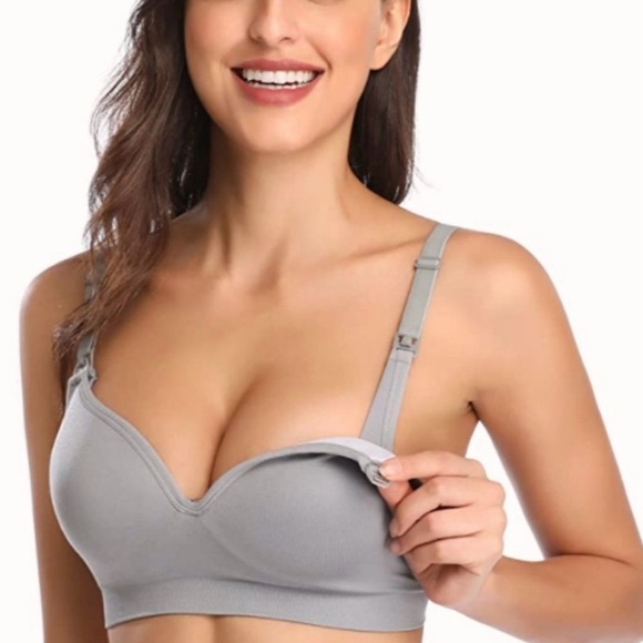 Baomosi Lot Of Two 2 Wire Free Nursing Bras Sz M Black Grey Motherhood Maternity - Picture 7 of 11